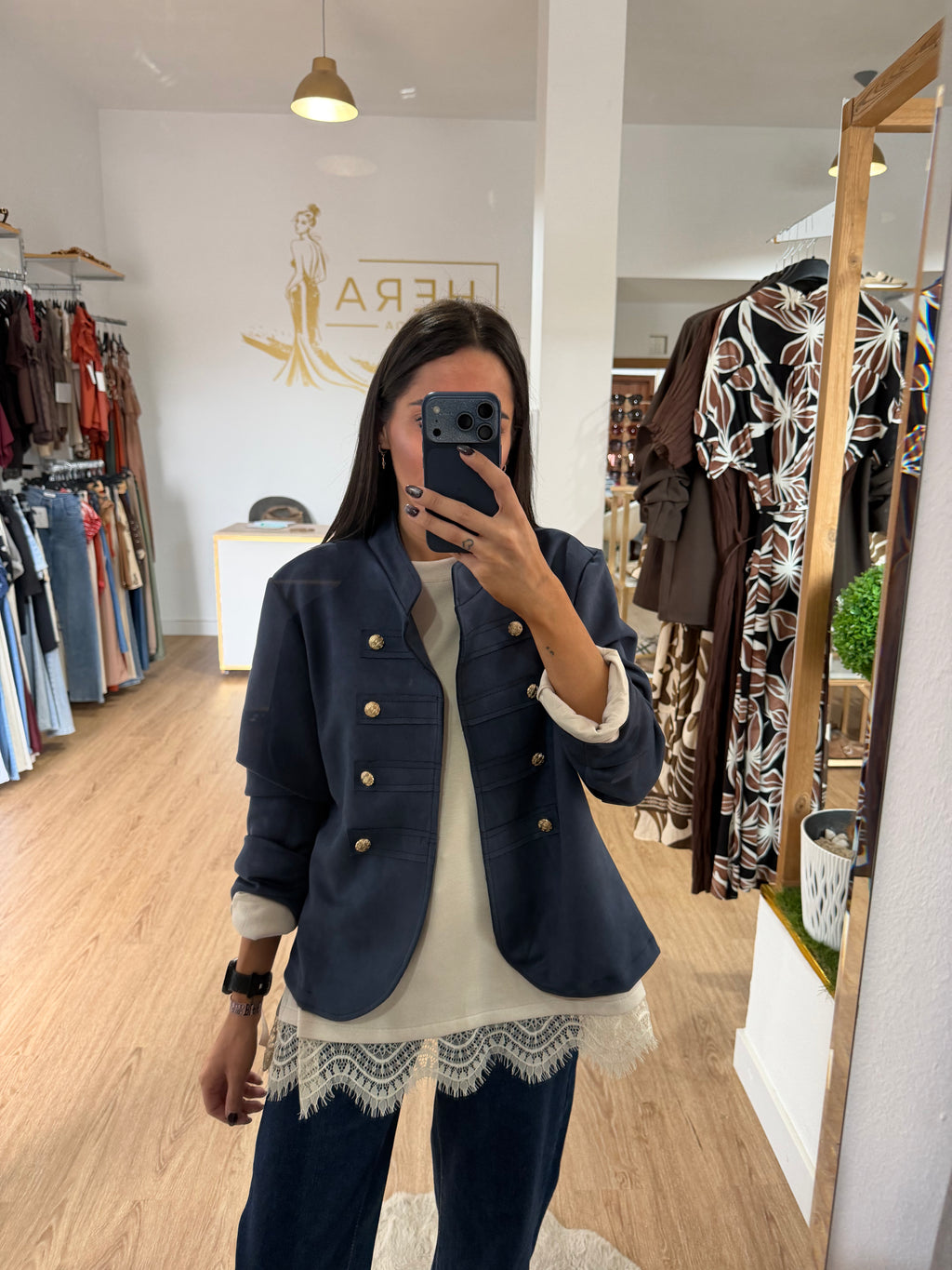 Chaqueta Militar de Ante con Botones / Cazadora Corta de Antelina