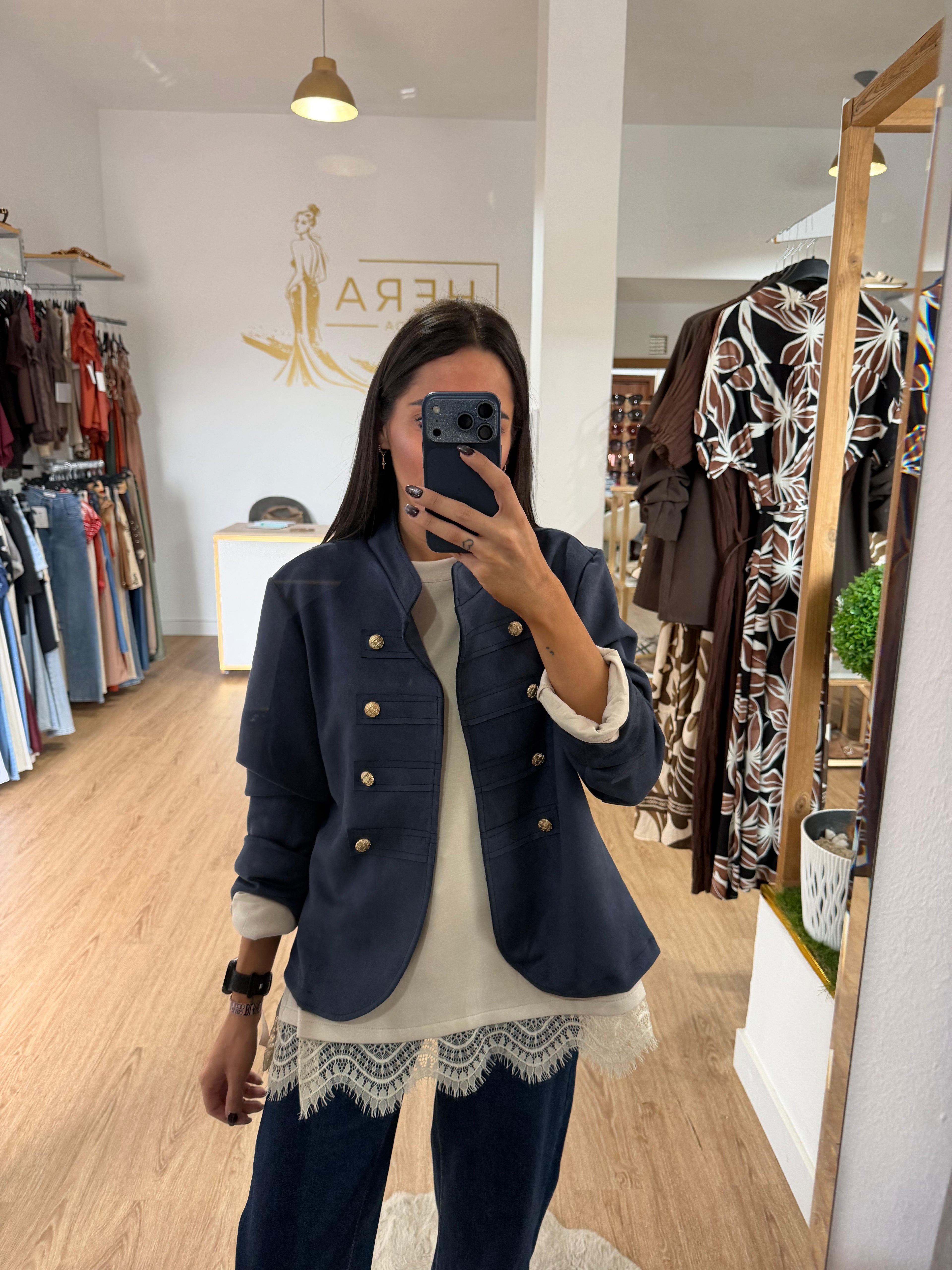 Chaqueta Militar de Ante con Botones / Cazadora Corta de Antelina
