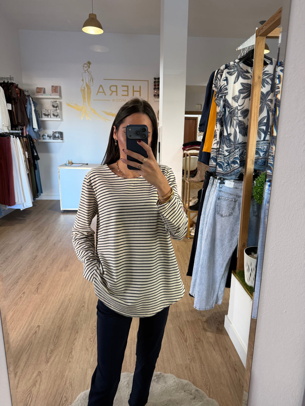 Camiseta de Punto Fino Marinero a Rayas / Top básico