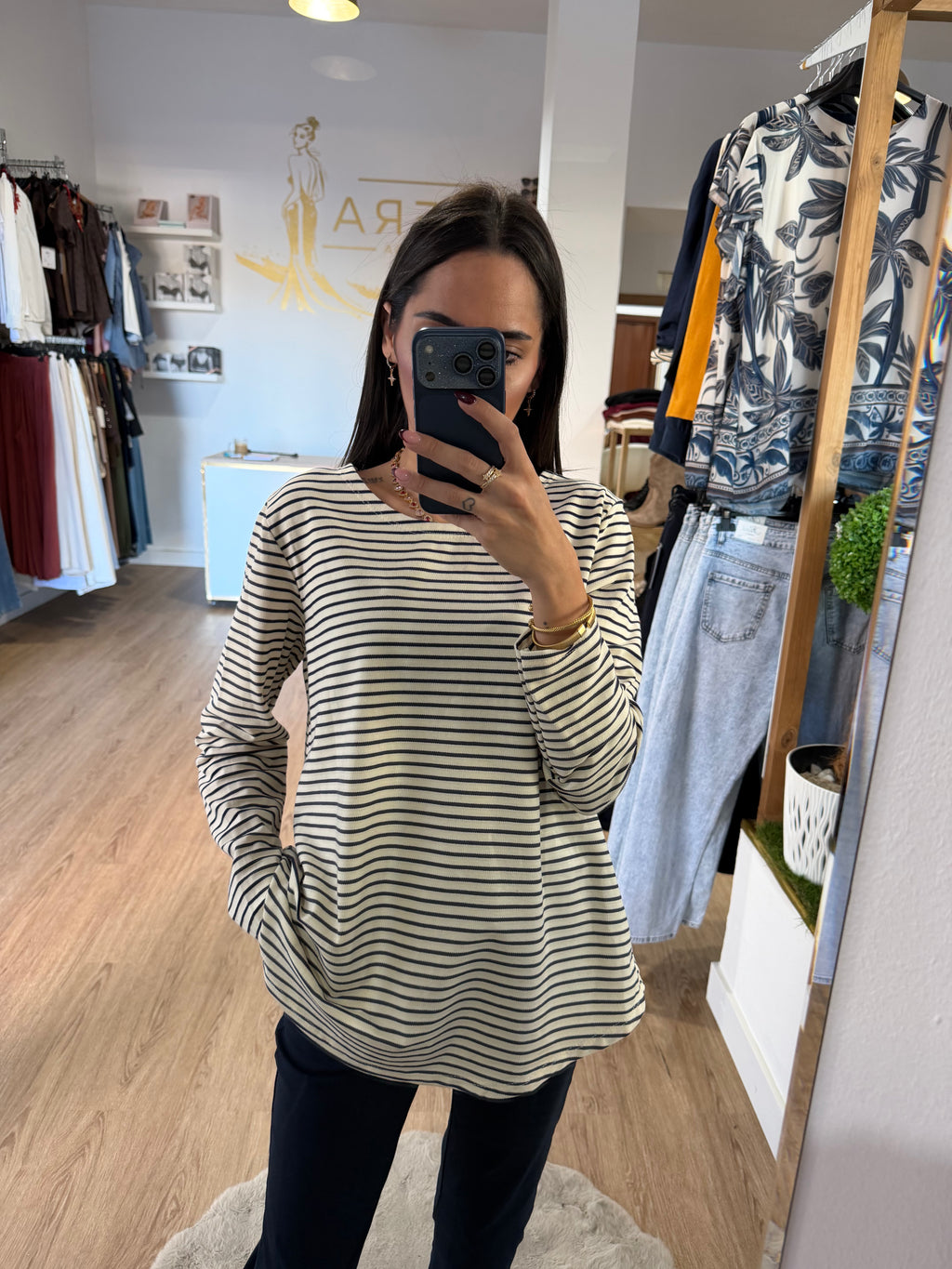 Camiseta de Punto Fino Marinero a Rayas / Top básico