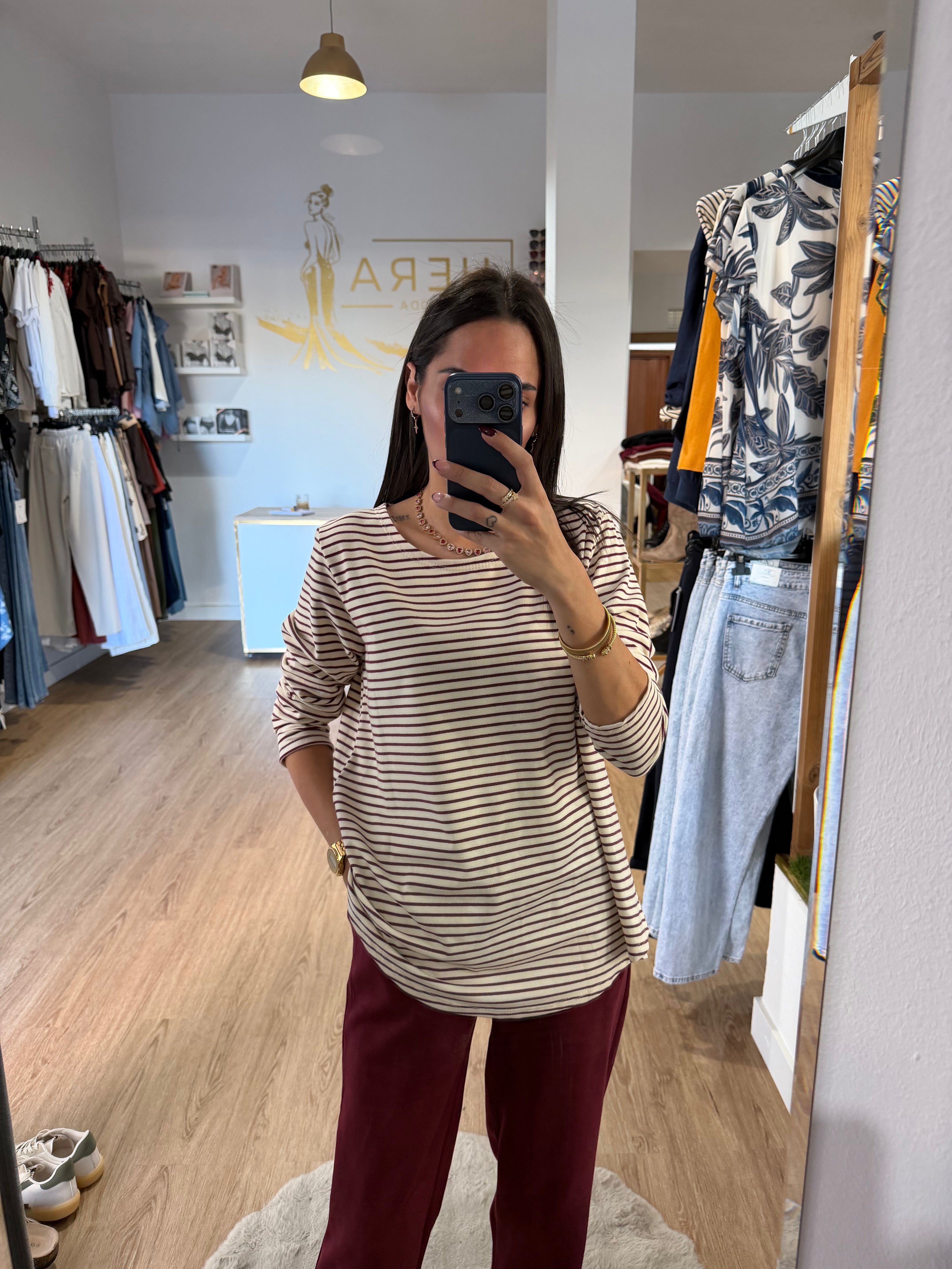 Camiseta de Punto Fino Marinero a Rayas / Top básico