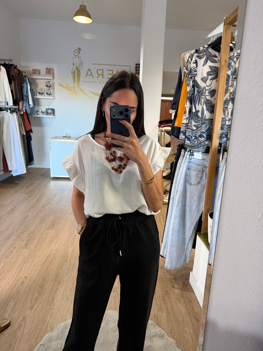 Pantalón recto de ante con Cintura elástica / Pantalón jogger suave y elegante