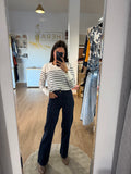 Pantalón Vaquero Wide leg con bolsillos / Jeans tiro alto azul marino