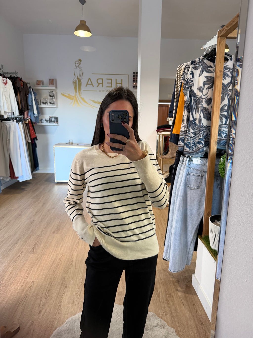 Jersey de Punto a Rayas con Botones en los puños / Jersey Estilo Marinero Chic