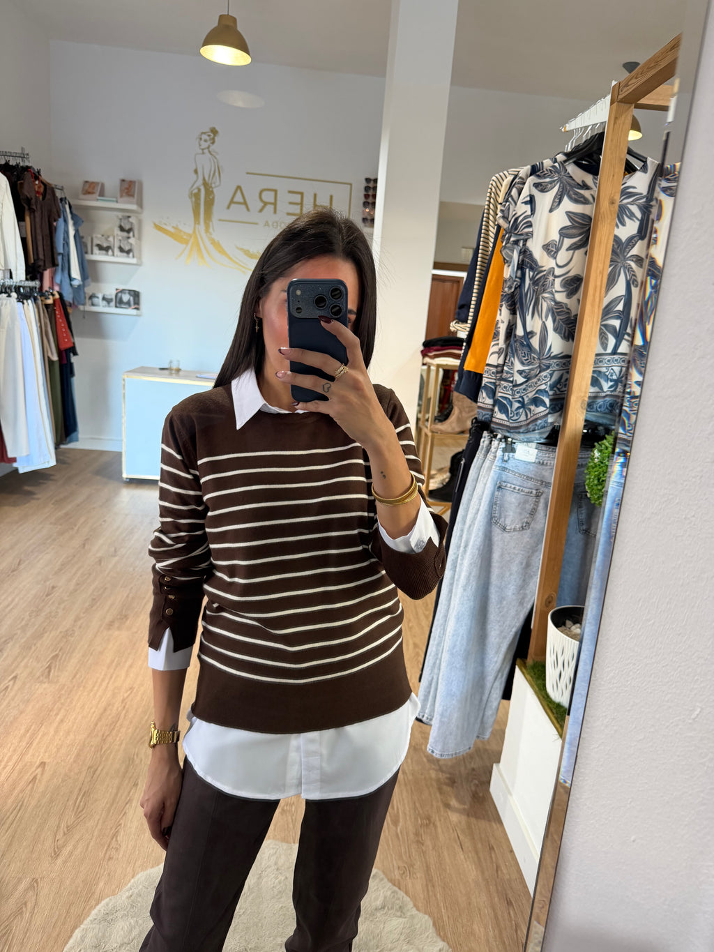 Jersey de Punto a Rayas con Botones en los puños / Jersey Estilo Marinero Chic