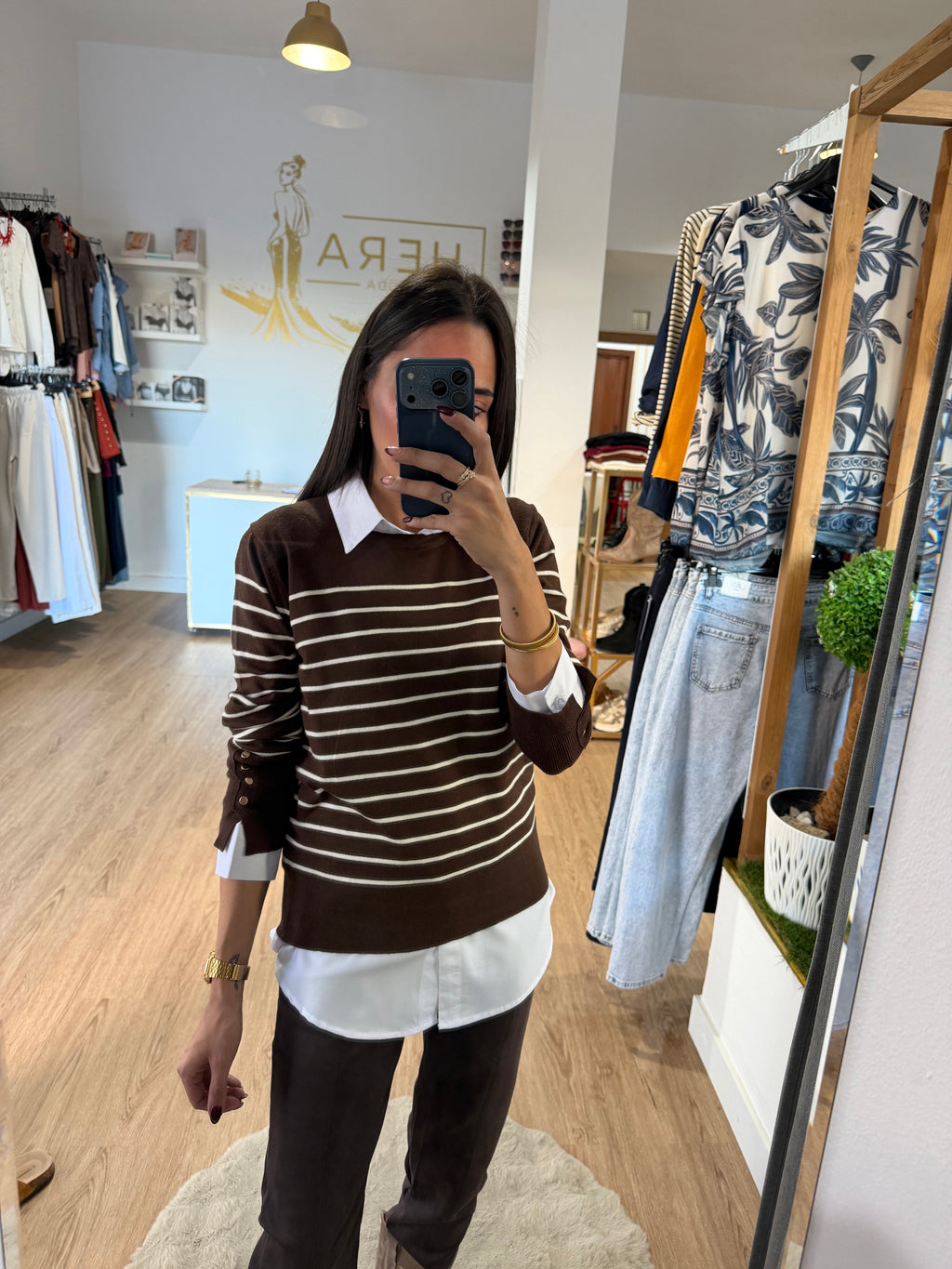 Jersey de Punto a Rayas con Botones en los puños / Jersey Estilo Marinero Chic