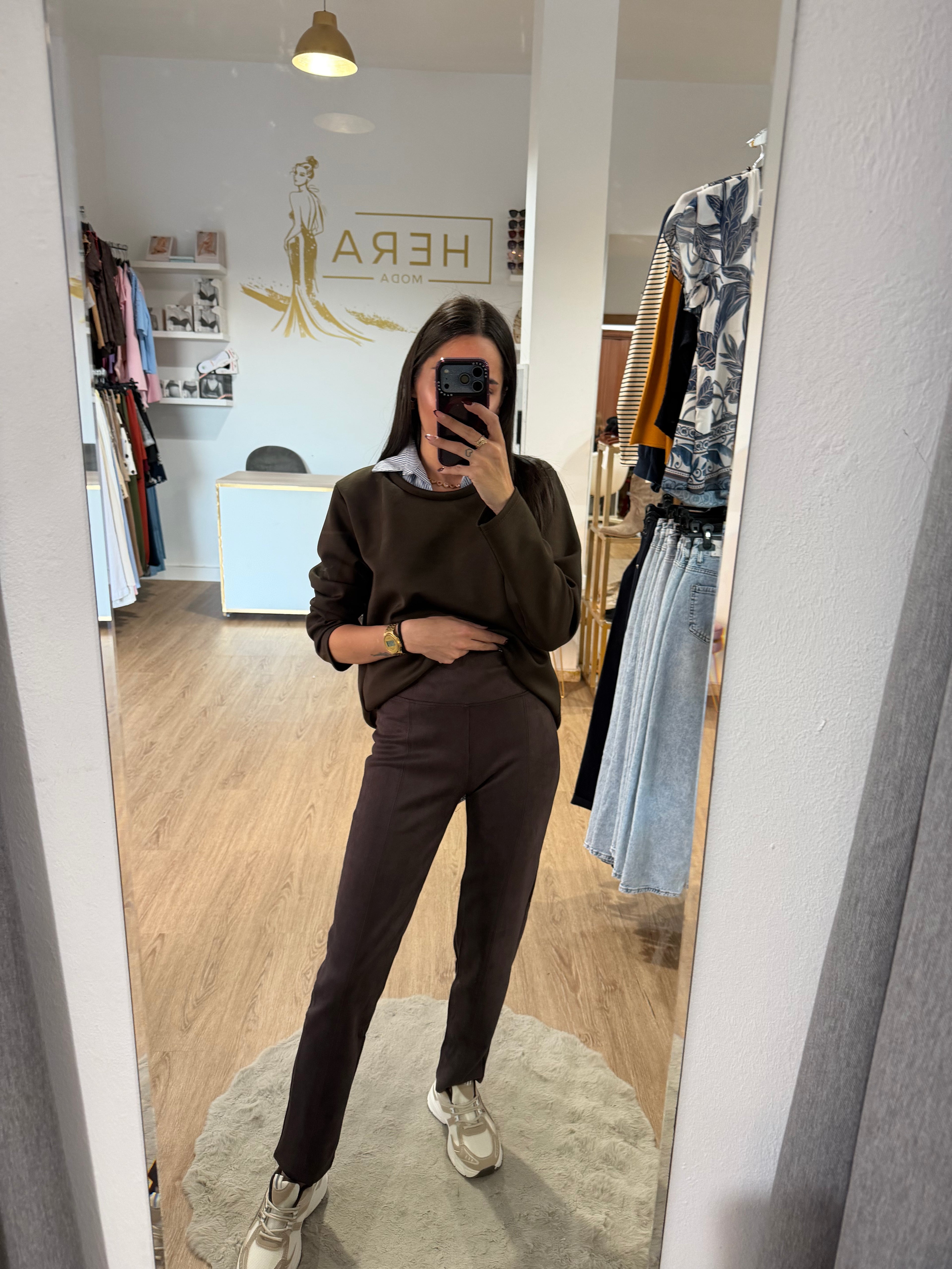 Legging de Ante con Costuras Verticales / Legging cintura Ancha