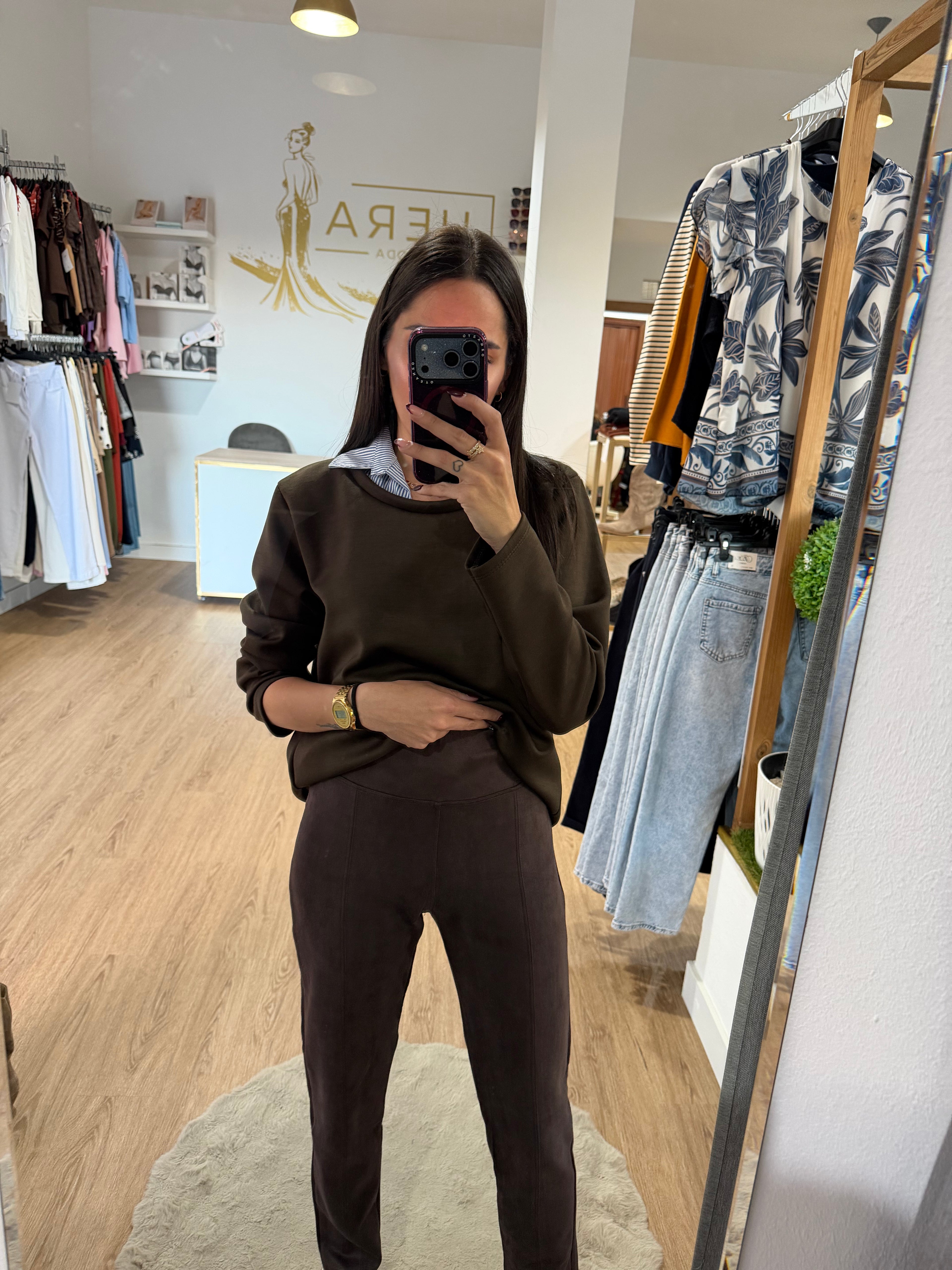 Legging de Ante con Costuras Verticales / Legging cintura Ancha