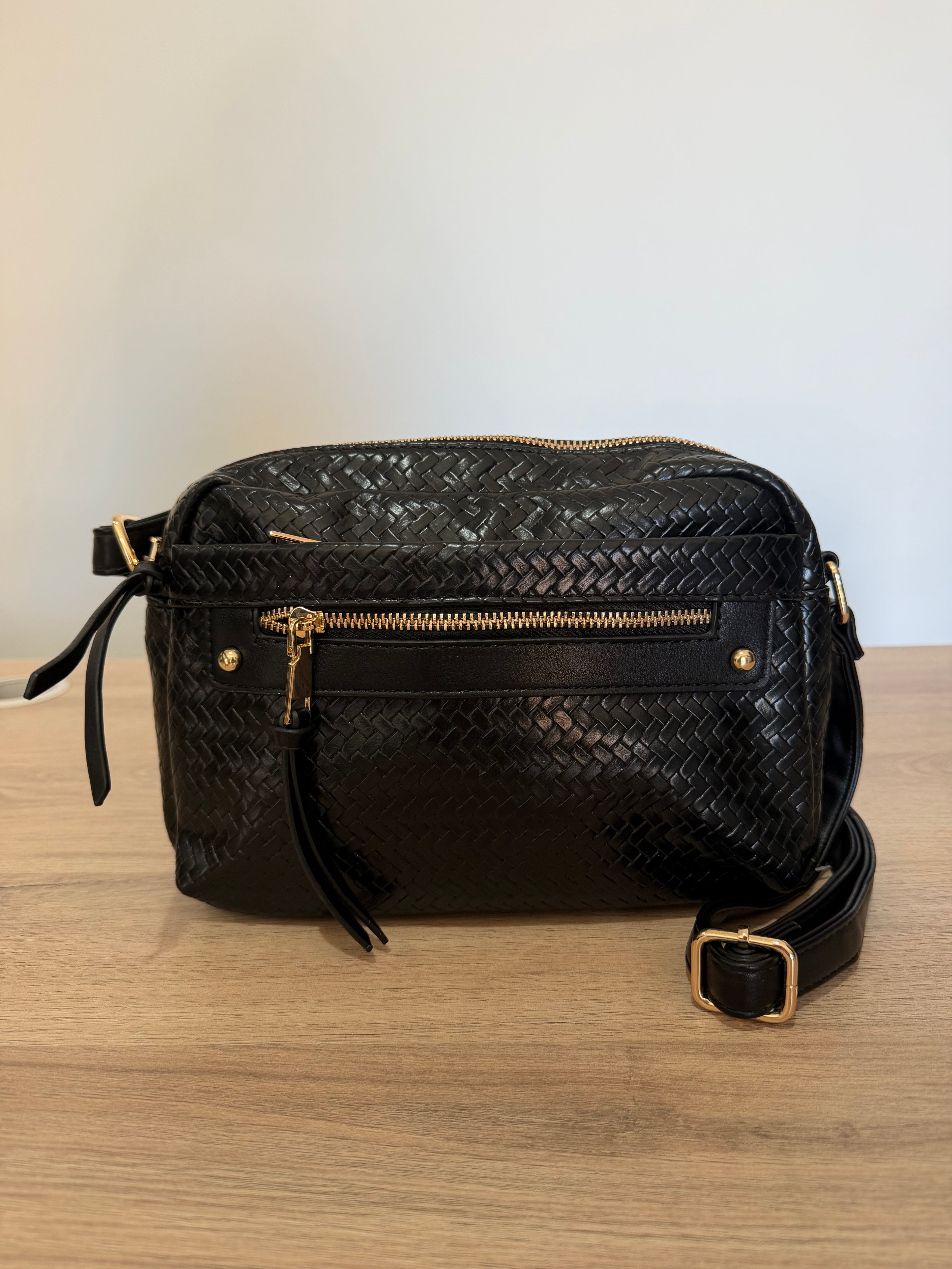 Bolso Bandolera Trenzado Efecto Piel con Bolsillo / Bolso Bandolera