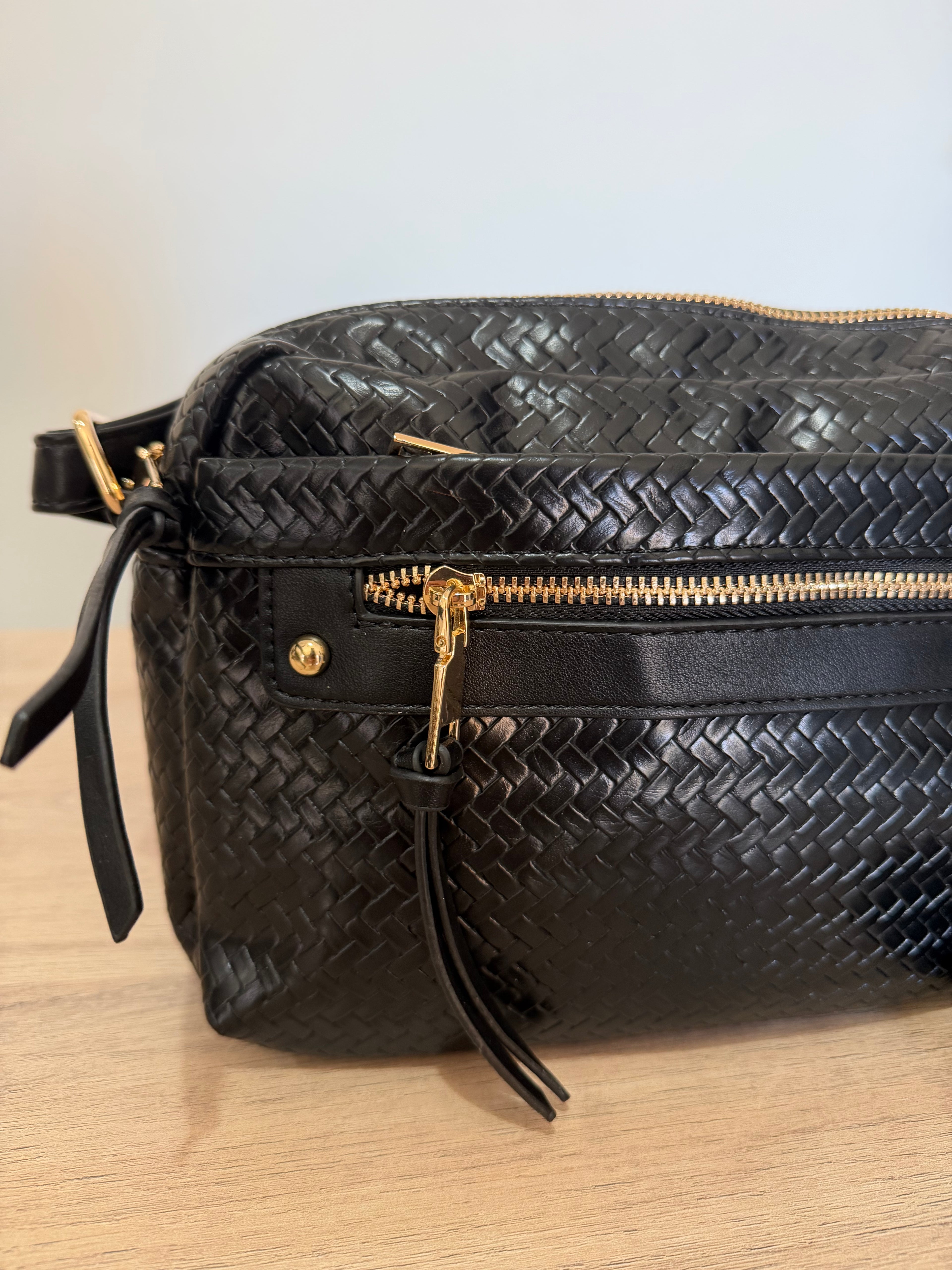 Bolso Bandolera Trenzado Efecto Piel con Bolsillo / Bolso Bandolera
