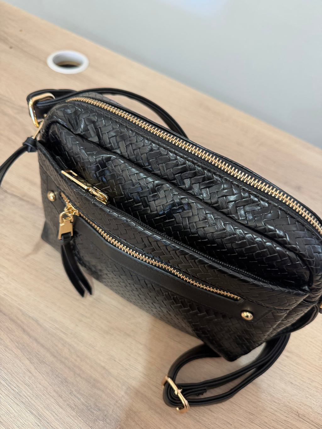 Bolso Bandolera Trenzado Efecto Piel con Bolsillo / Bolso Bandolera