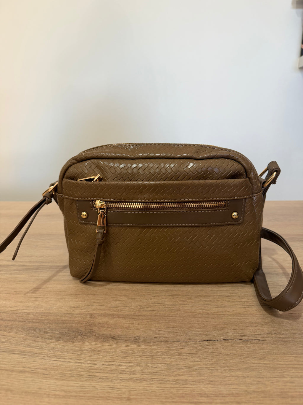 Bolso Bandolera Trenzado Efecto Piel con Bolsillo / Bolso Bandolera