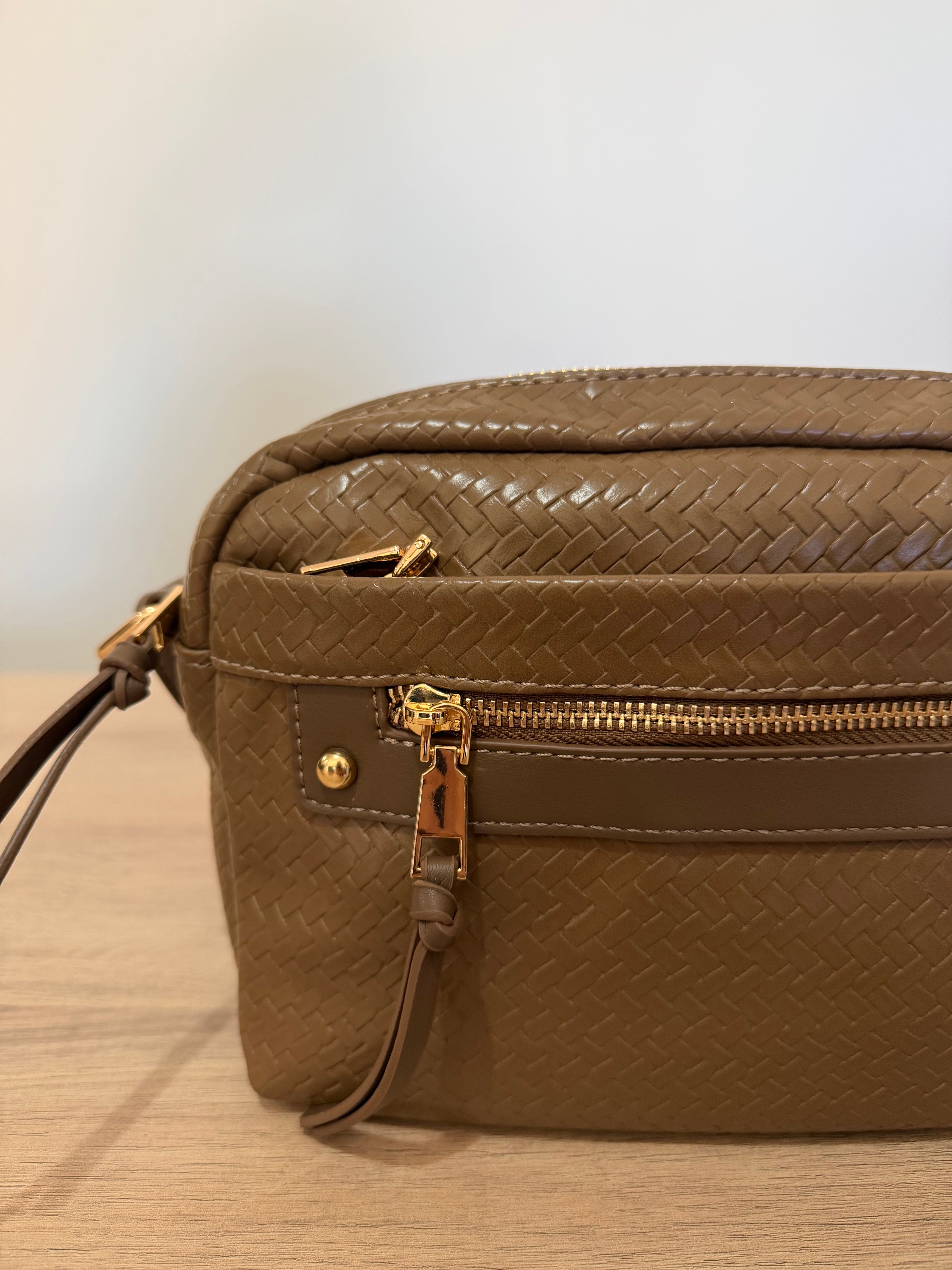 Bolso Bandolera Trenzado Efecto Piel con Bolsillo / Bolso Bandolera