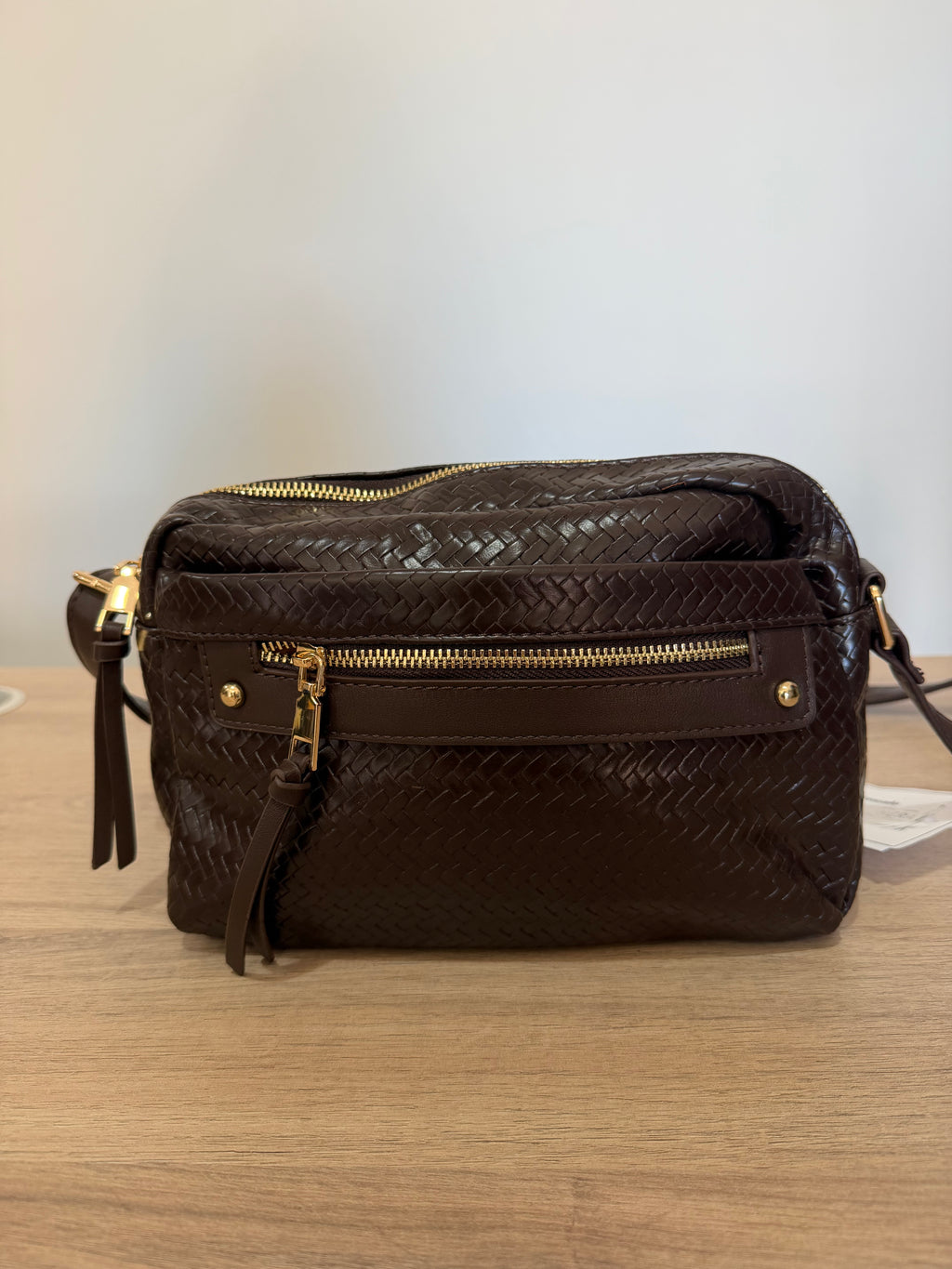 Bolso Bandolera Trenzado Efecto Piel con Bolsillo / Bolso Bandolera