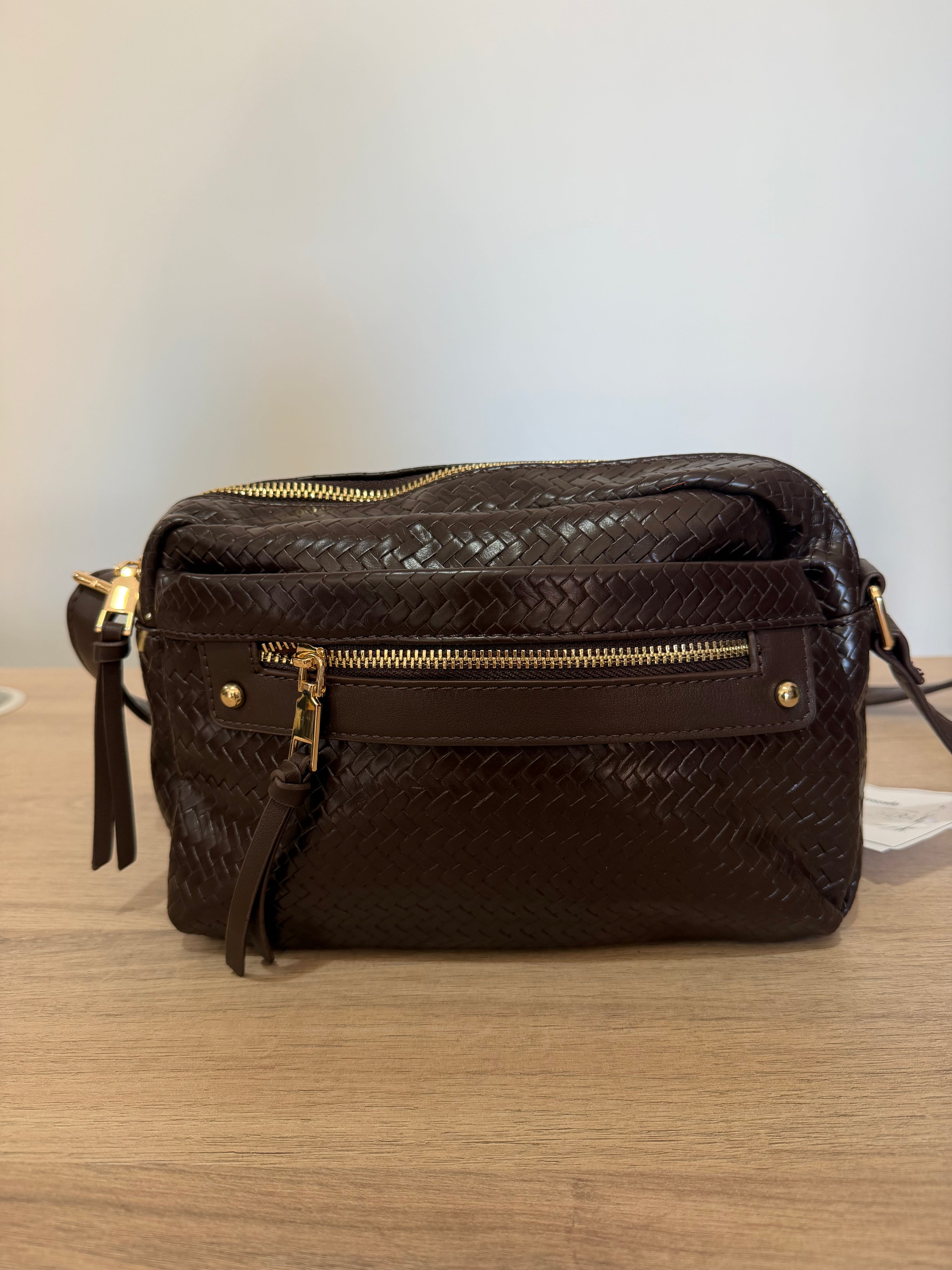 Bolso Bandolera Trenzado Efecto Piel con Bolsillo / Bolso Bandolera