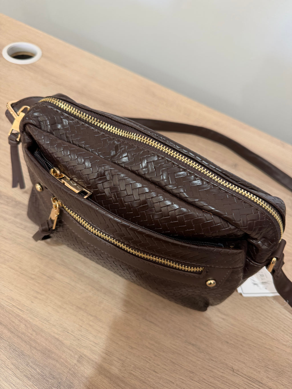 Bolso Bandolera Trenzado Efecto Piel con Bolsillo / Bolso Bandolera