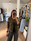 Chaqueta Estilo Militar con Botones Dorados / Blazer corta tacto Antelina