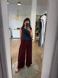Pantalón plisado palazzo patrón ancho y fluido / Pantalón de cintura elástica