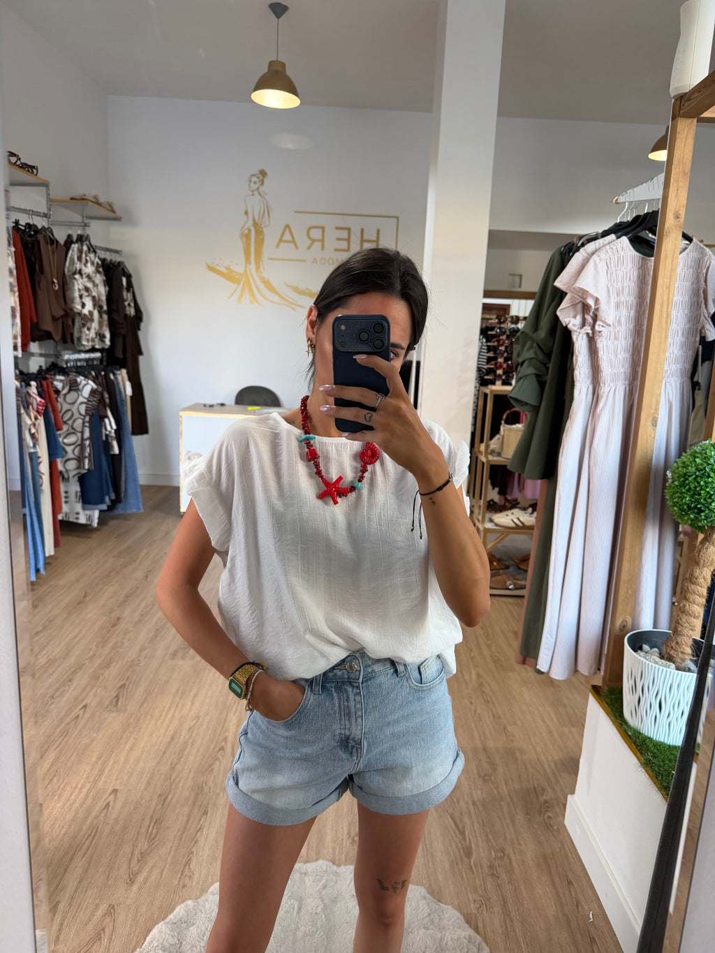 Blusa Fluida con manga de volante / Top fresco de bambula básico elegante