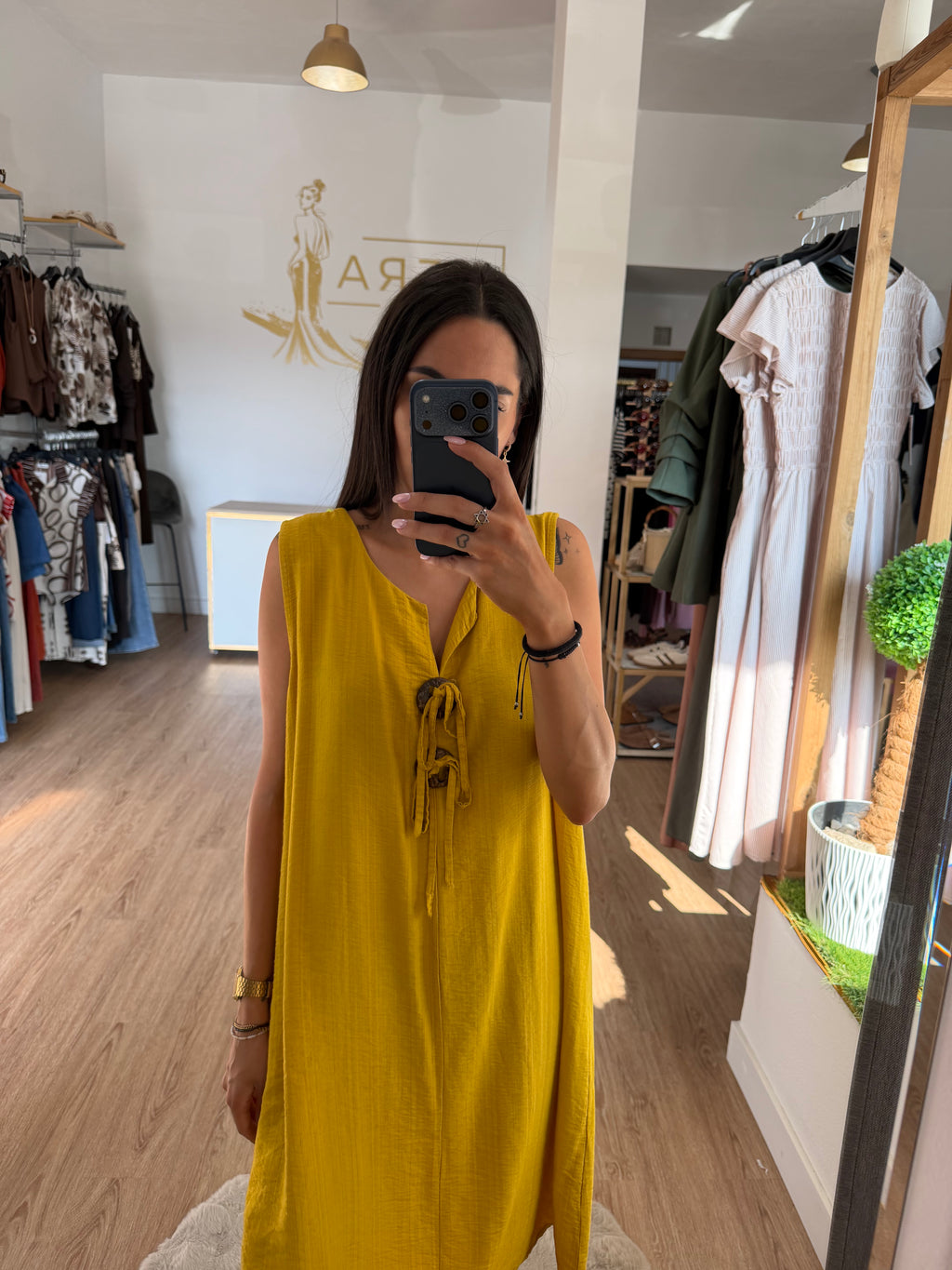 Vestido midi bambula sin mangas / Vestido holgado de verano