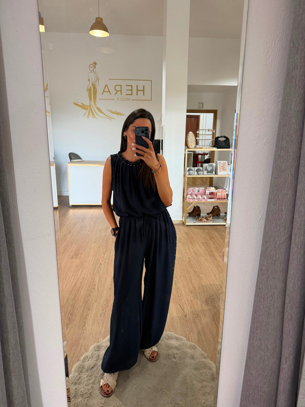 Conjunto Fluido Halter con Tachuelas Laterales - Dos Piezas Mujer