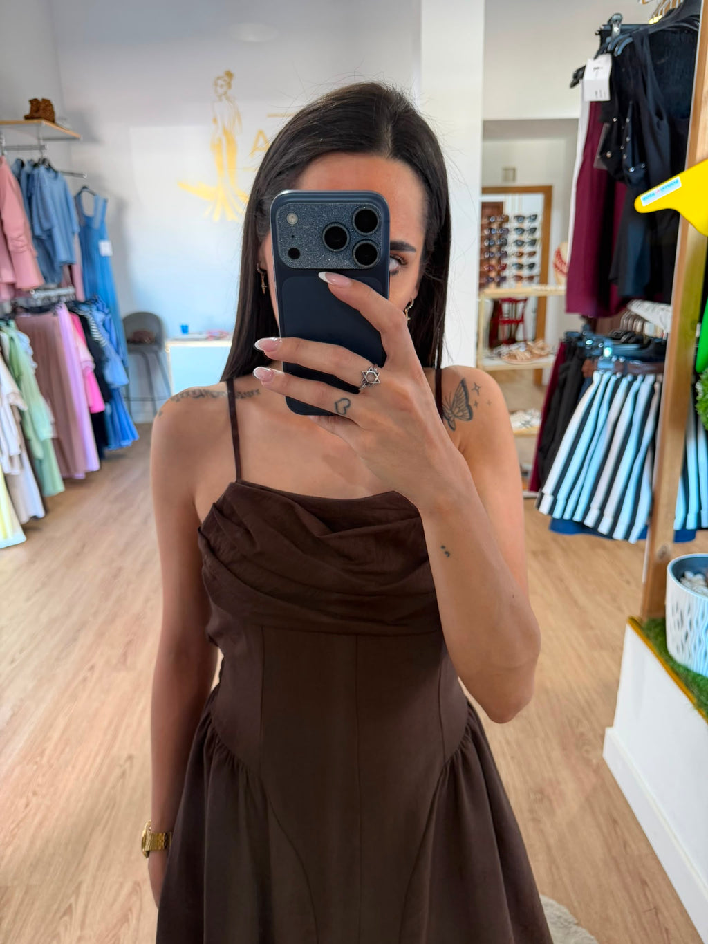 Vestido Mini Estilo Corsé con Escote Drapeado / Vestido Corto de Tirantes