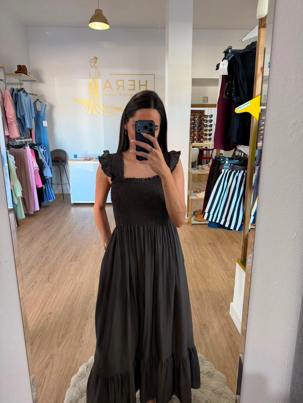 Vestido Maxi Nido de Abeja con Volantes / Vestido Largo de Verano