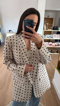 Blazer Beige con estampado Polka dots