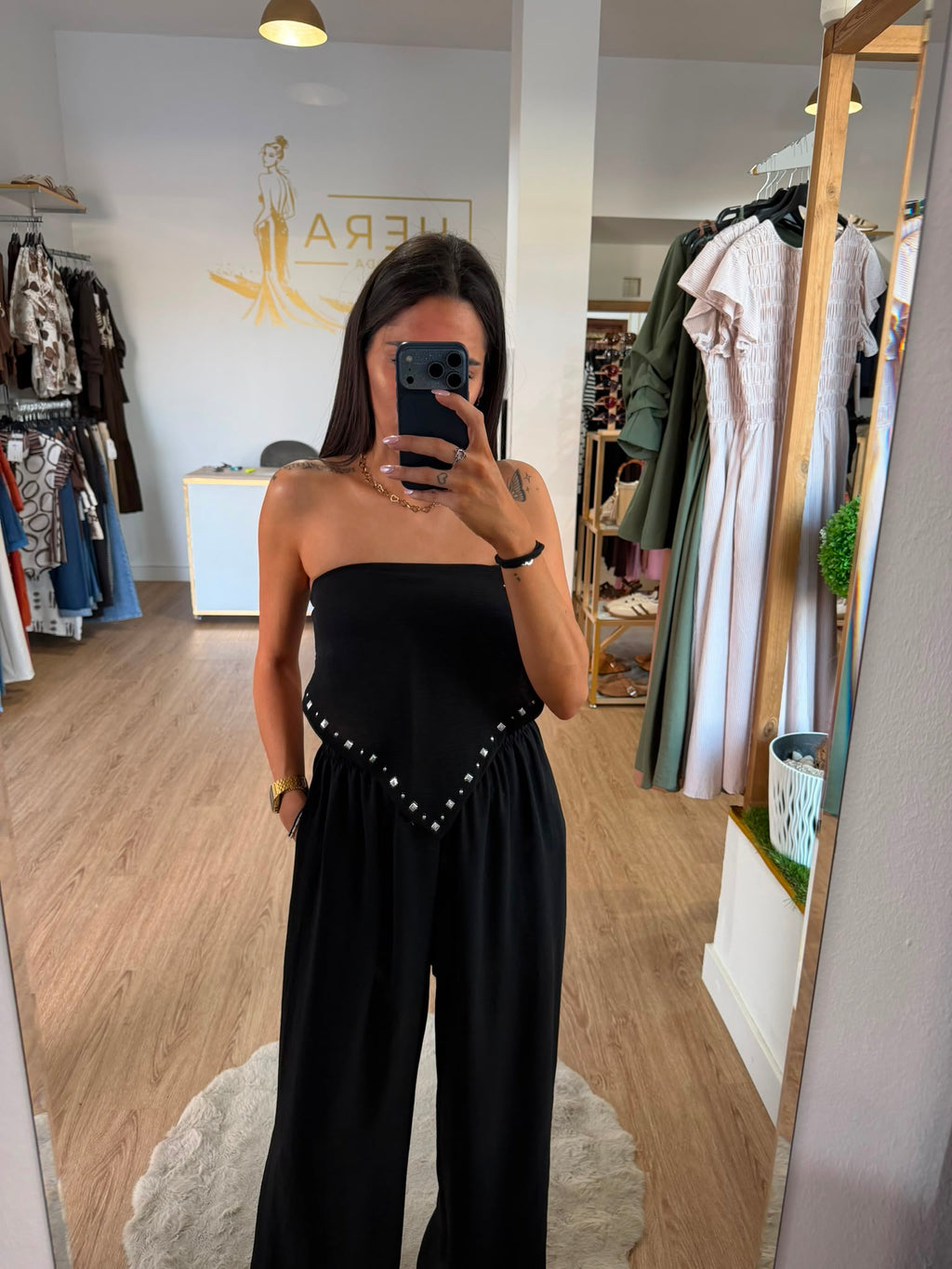 Conjunto Doz Piezas Top Pañuelo Tachuelas y Pantalón Palazzo / Set Fluido Palabra de Honor