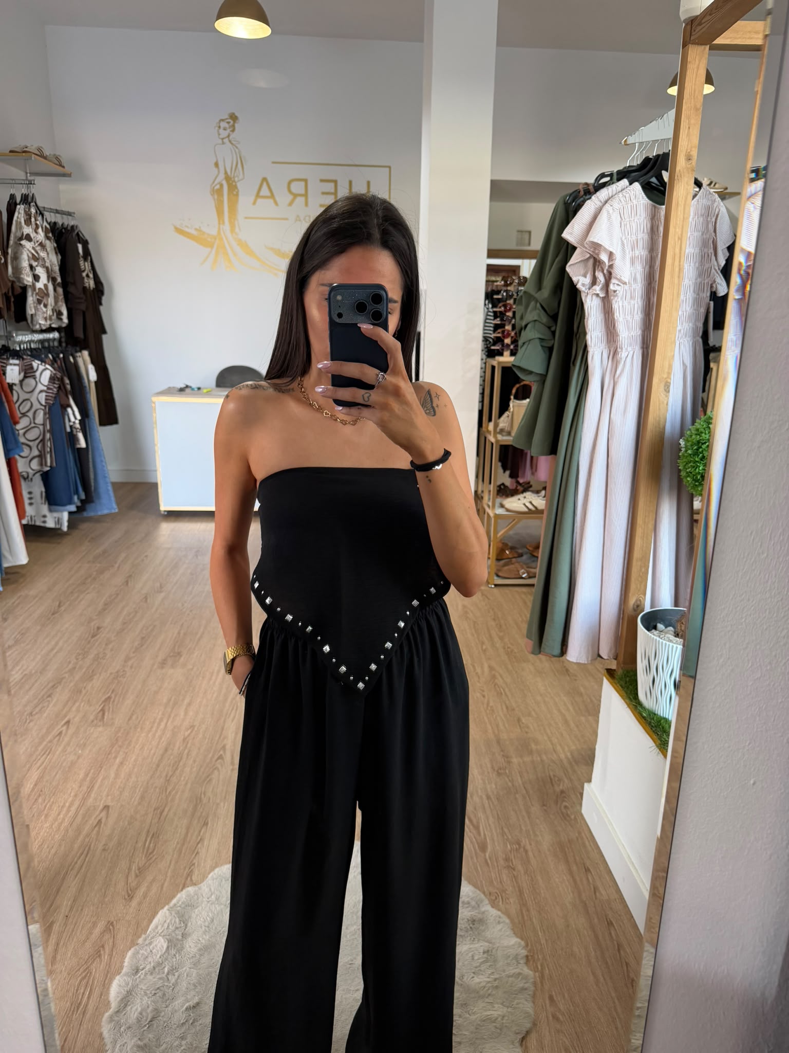 Conjunto Doz Piezas Top Pañuelo Tachuelas y Pantalón Palazzo / Set Fluido Palabra de Honor
