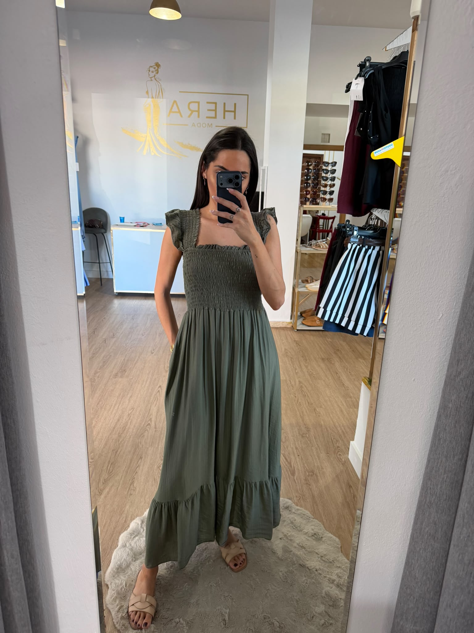 Vestido Maxi Nido de Abeja con Volantes / Vestido Largo de Verano