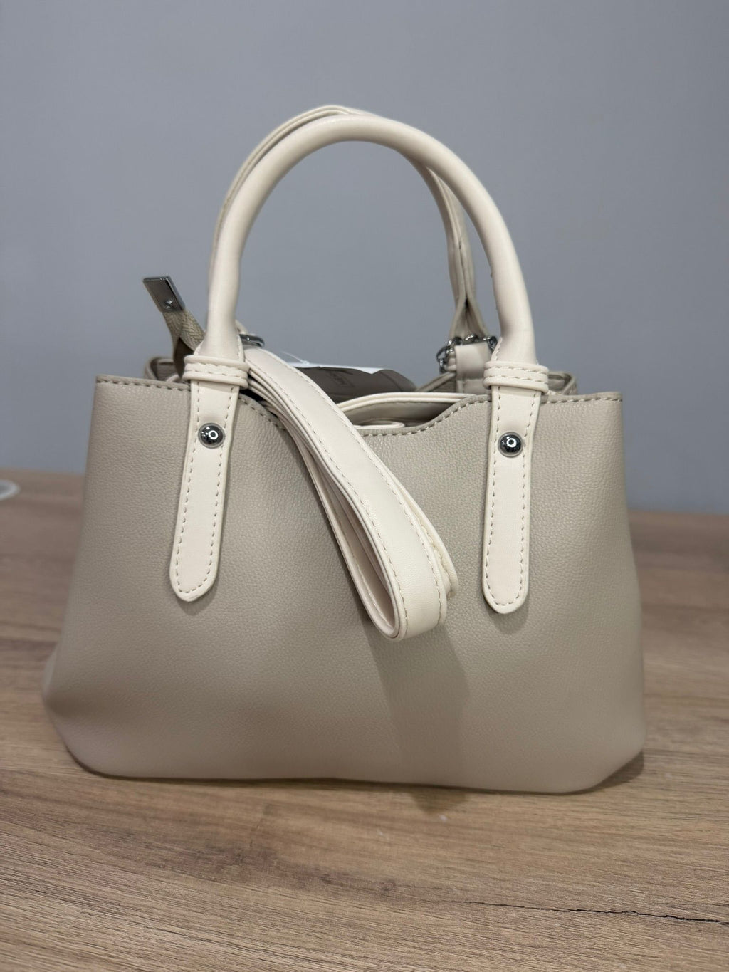 Bolso Clay-Bolso Tote  con Monedero Extraíble – Beige y Crema