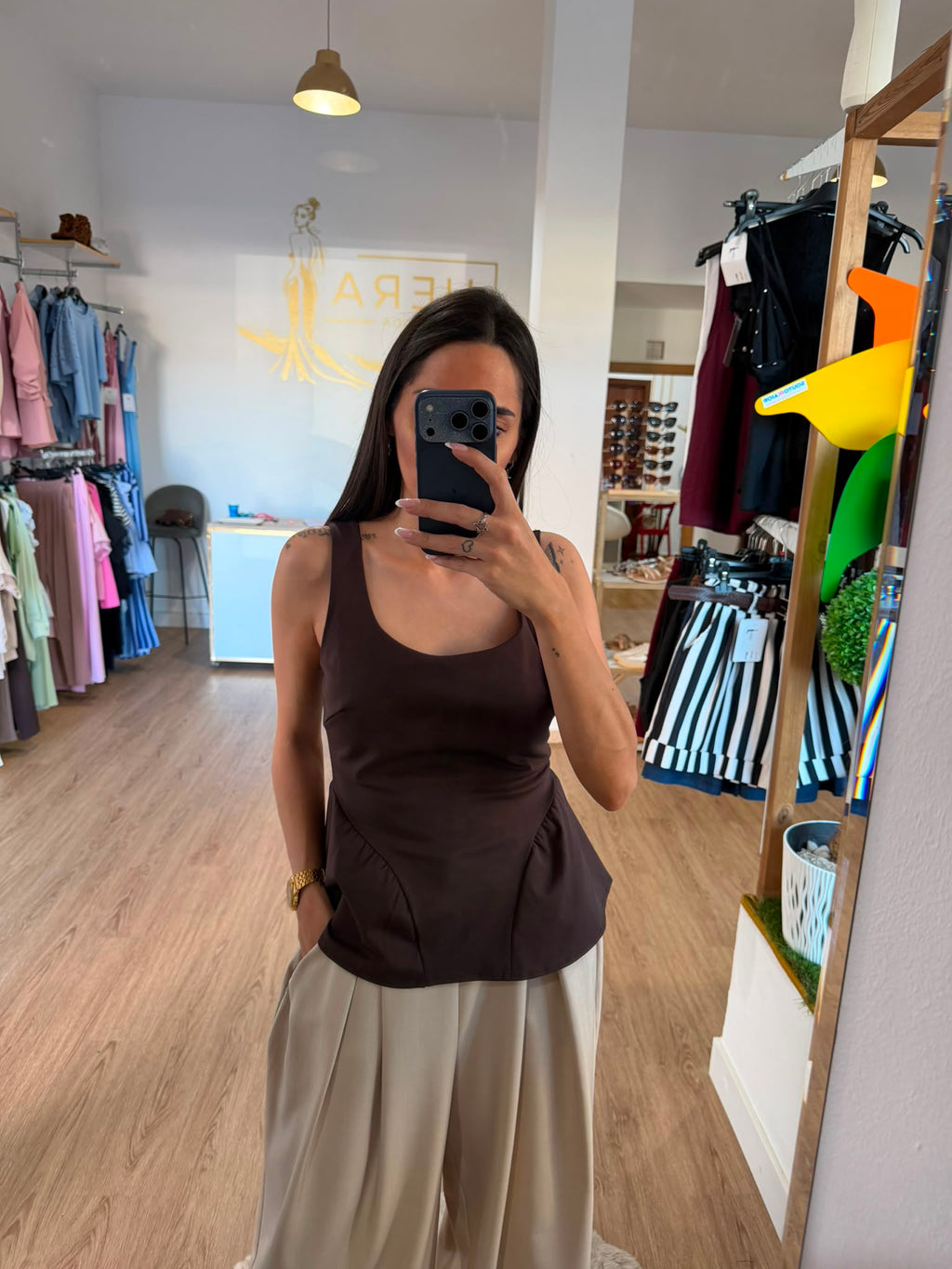 Top Corset Péplum de Tirantes / Cuerpo Estructurado con Volantes Laterales
