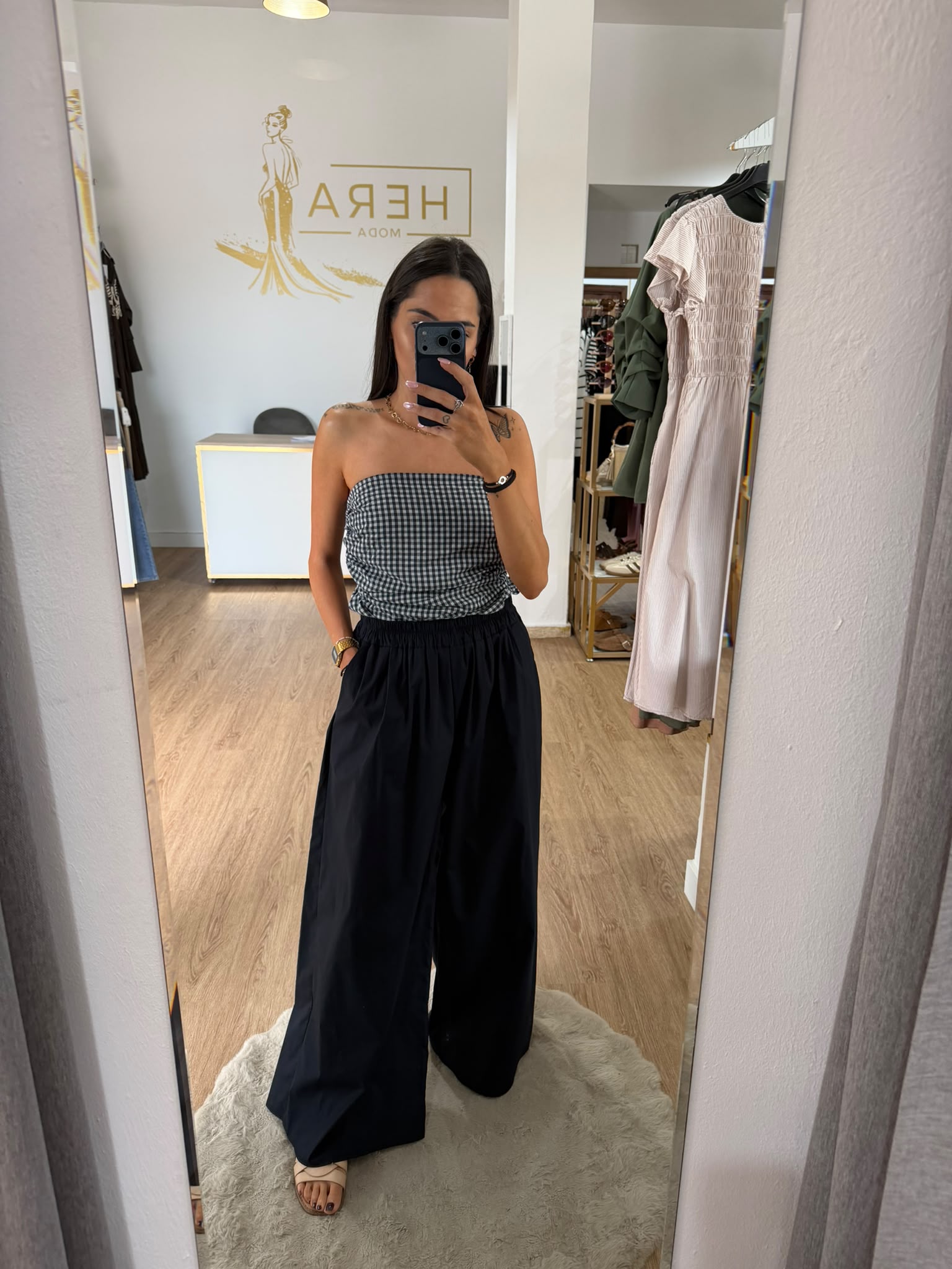 Pantalón Palazzo Fluido de tiro alto con cintura elástica / Pantalón ancho verano
