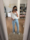 Jeans rectos con Bordado de Flores - Estilo Boho Chic