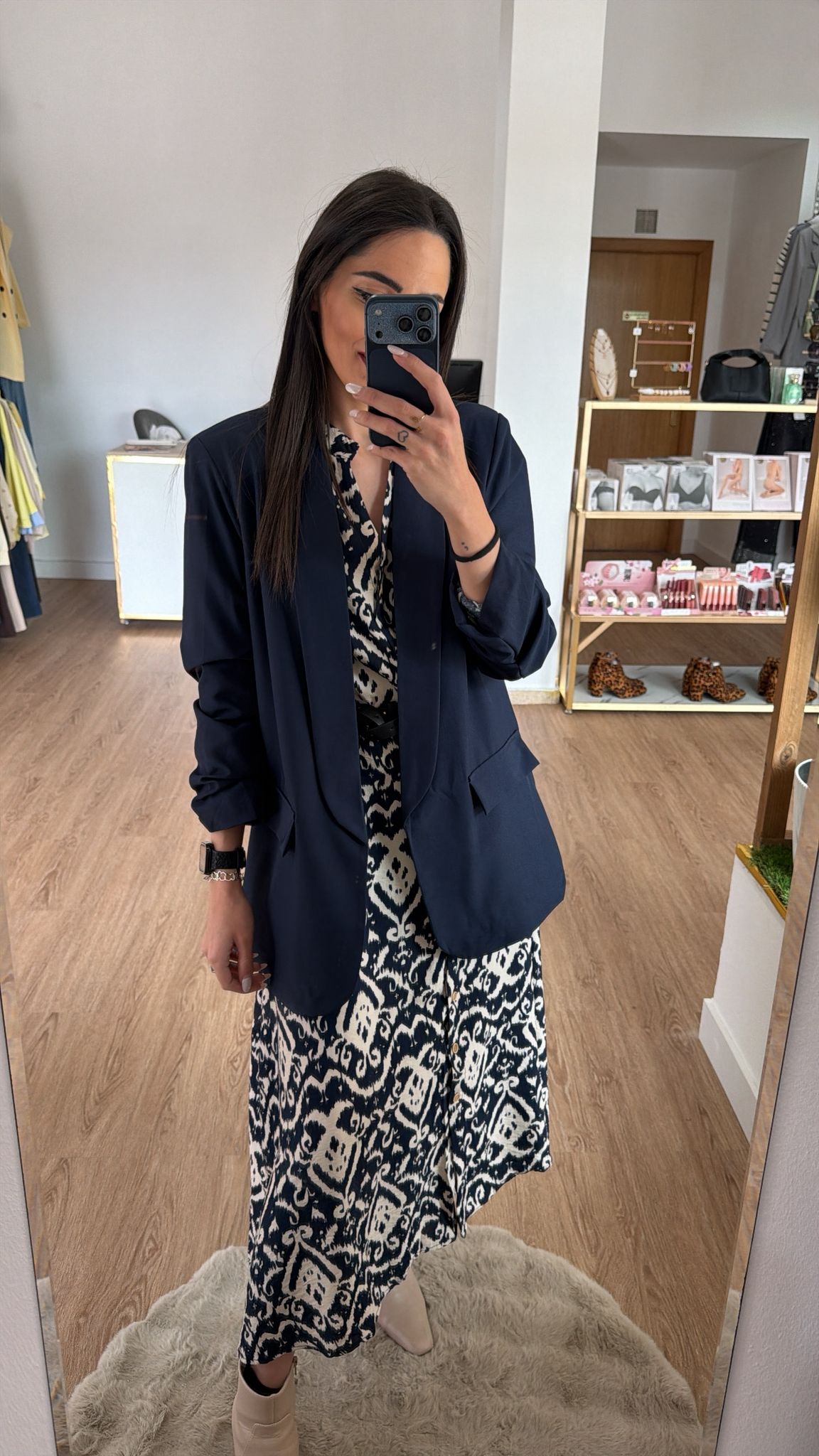 Vestido camisero Midi con Estampado Étnico y cinturón- 2 colores