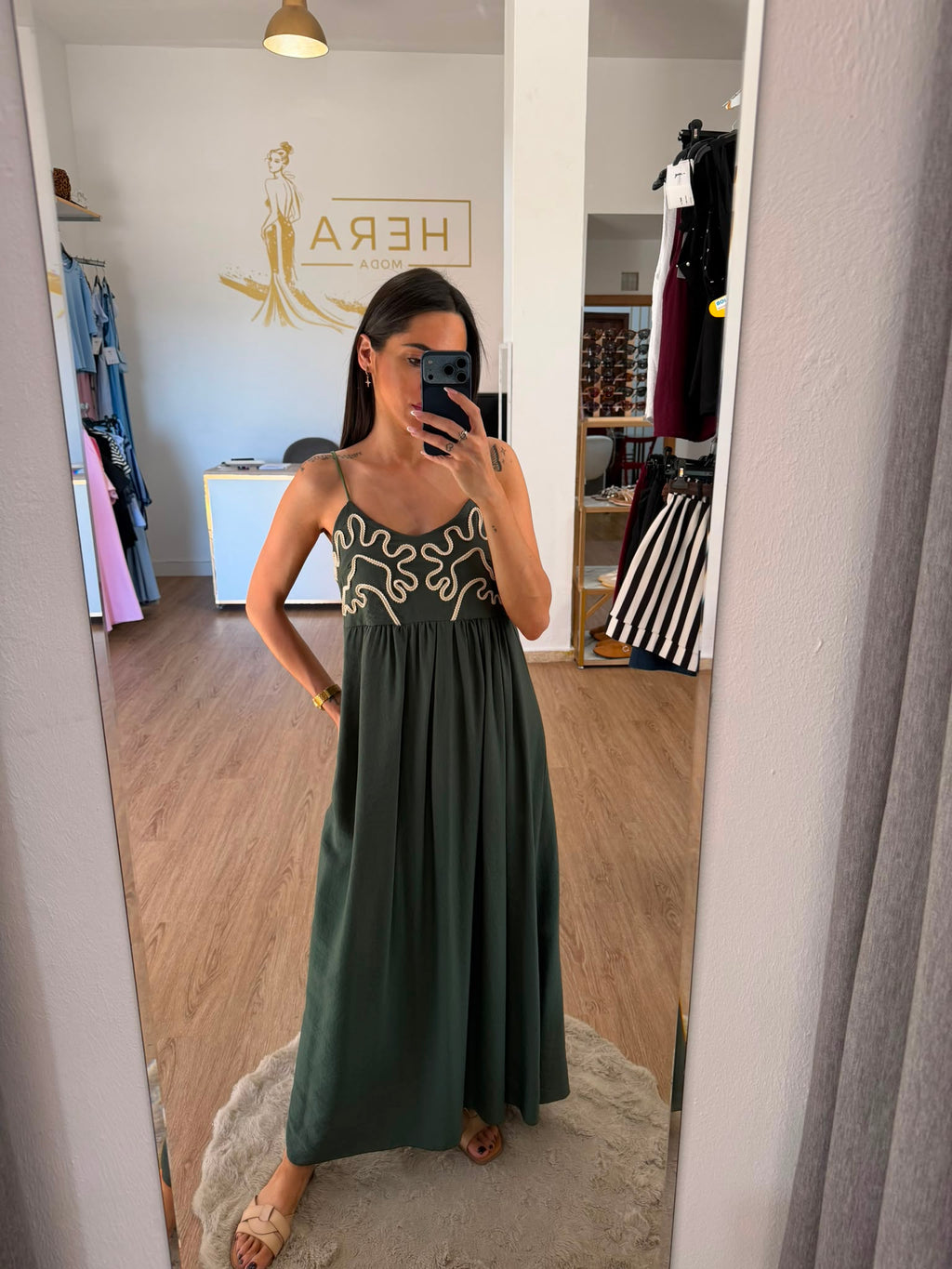 Vestido Largo Boho con Bordado en el Pecho / Vestido Maxi de Tirantes