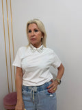 Camiseta Estilo Polo  con Cuello de Brillos