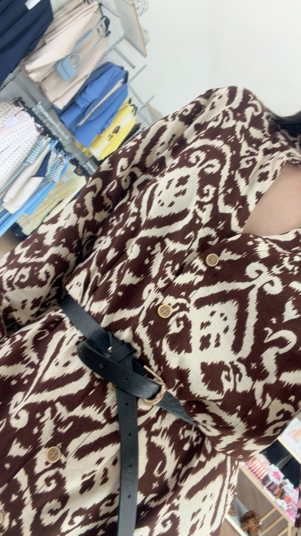 Vestido camisero Midi con Estampado Étnico y cinturón- 2 colores