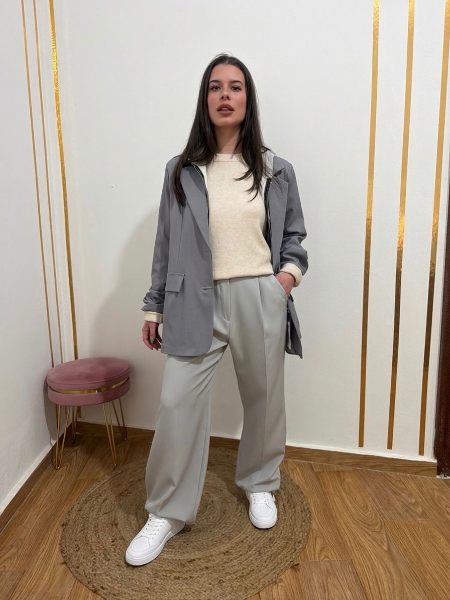 Pantalón Sastre Fluido de Pierna Ancha