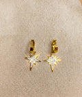 Pendientes de Aro con Estrella Polar y Cristales – Brillo Celestial