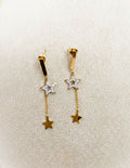 Pendientes Largos Star Dust – Acero inoxidable en dorado con cristales