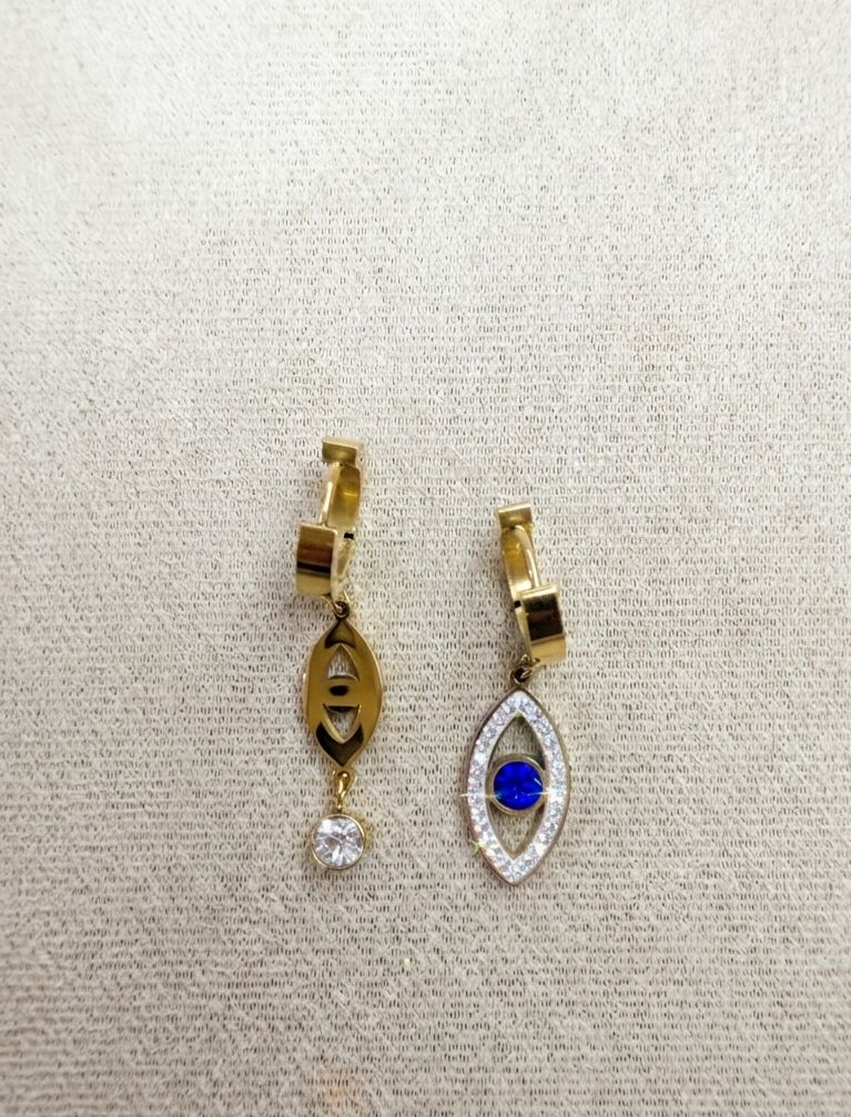 Pendientes acero inoxidable de Aro Ojo de la Suerte – Protección y Estilo en Dorado
