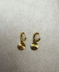 Pendientes acero inoxidable de Aro con Medalla Radiante – Estilo Vintage Dorado
