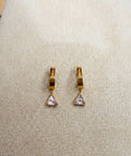 Pendientes acero inoxidable de Aro Dorados con Colgante de Cristal Triangular